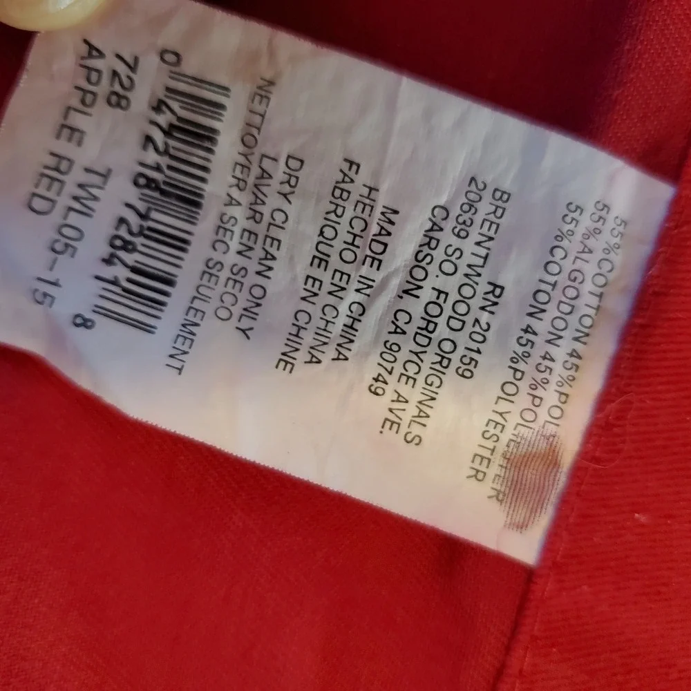 Brentwood Originals Apple Red Button curtains Set 2 Twill Cotton Blend 41x82
